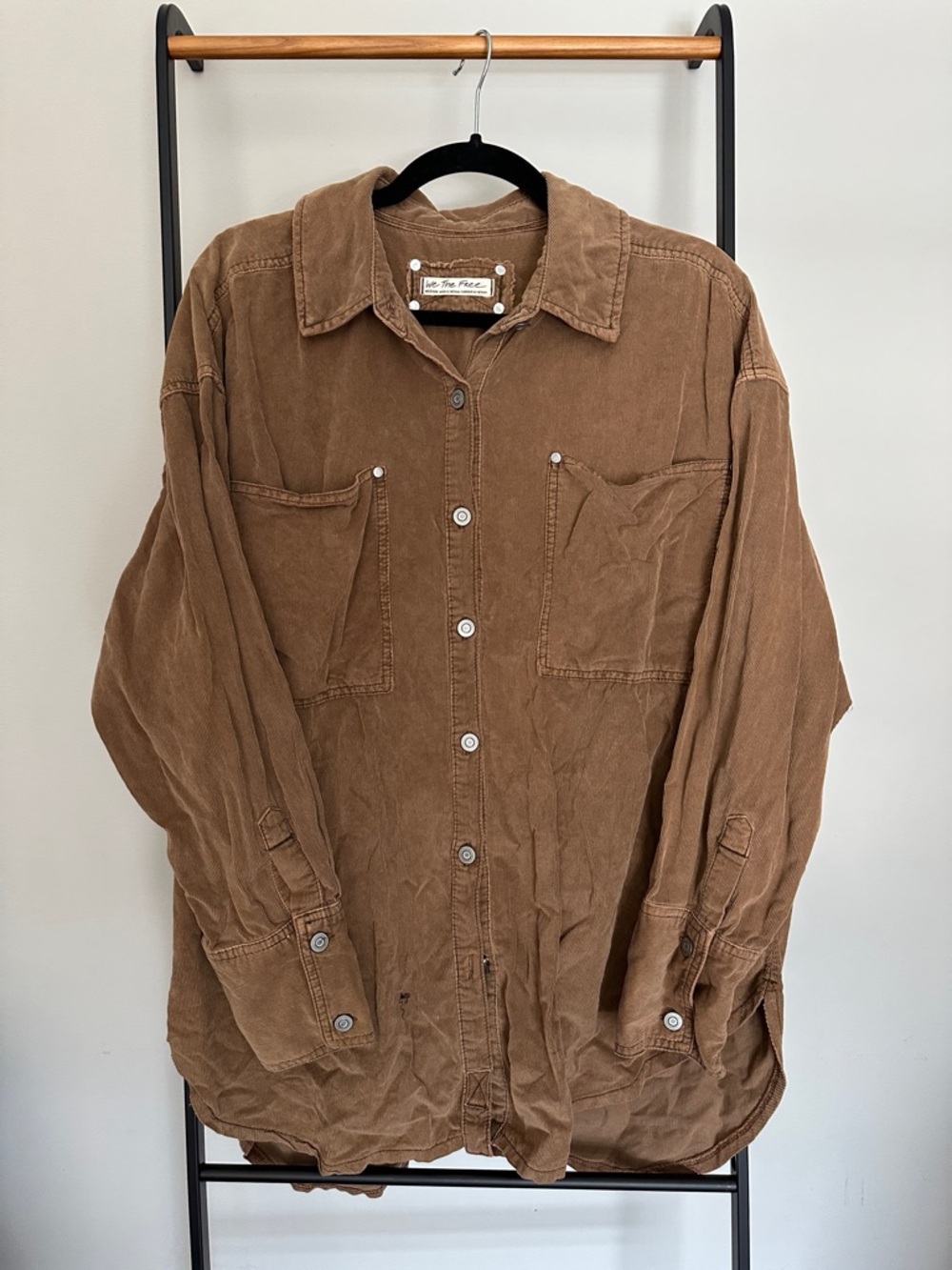 Free People Ribbed Corduroy Shacket in Warm Brown